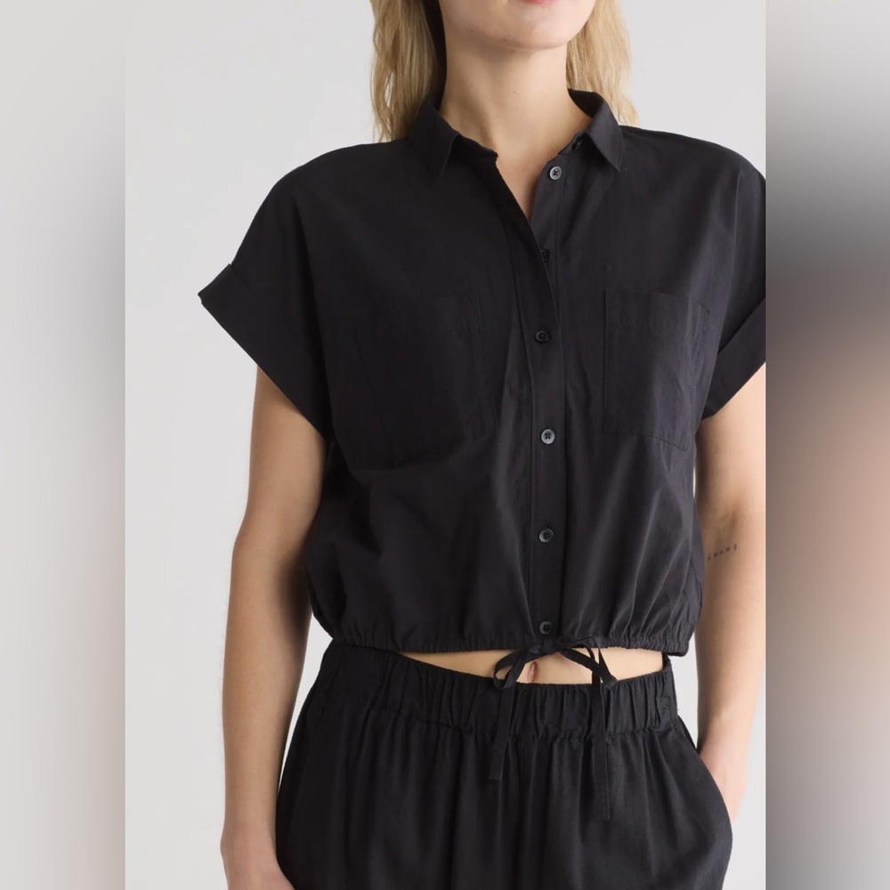 Madewell Drawstring Button-Up Signature Poplin Shirt